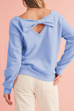 Load image into Gallery viewer, Black Bowknot Plain Round Neck Sweatshirt
