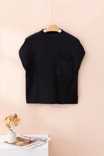 Load image into Gallery viewer, Oatmeal Patch Pocket Ribbed Knit Short Sleeve Sweater
