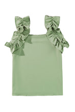 Load image into Gallery viewer, Smoke Green Plain Ruffle Trim Sleeveless Blouse
