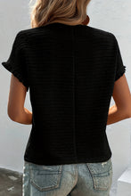 Load image into Gallery viewer, Light Pink Solid Textured Frill Cuffs Short Sleeve Blouse
