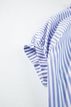 Load image into Gallery viewer, Pink Stripe Button Up Dolman Shirt
