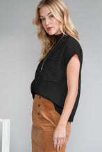 Load image into Gallery viewer, Oatmeal Patch Pocket Ribbed Knit Short Sleeve Sweater
