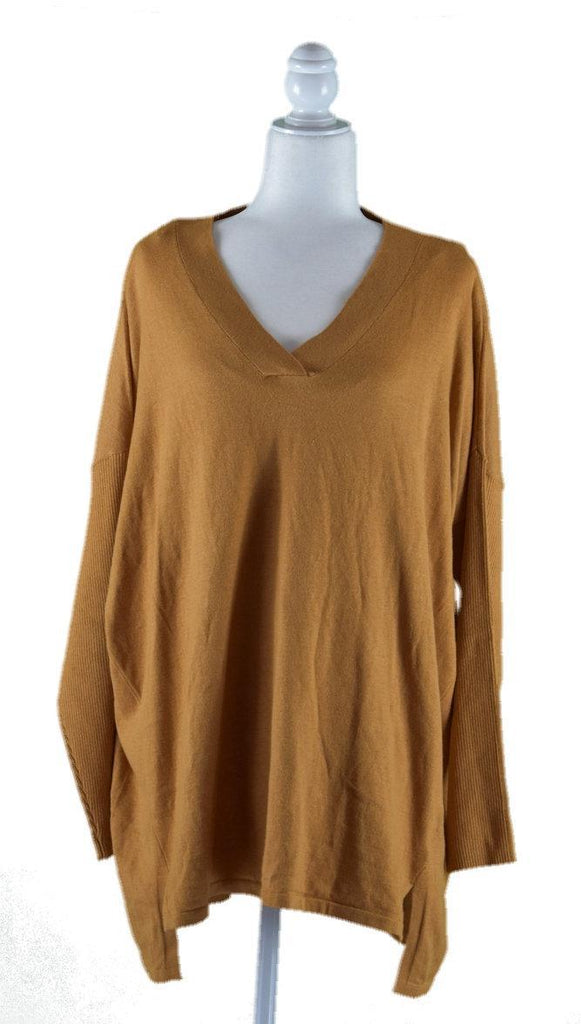 JM Collection - Solid V-Neck Draping Sweater