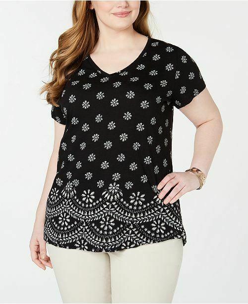 Style & Co - Printed V-Neck T-Shirt
