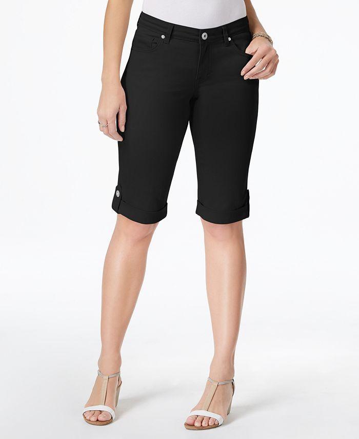 Style & Co - Solid Mid Rise Cuffed Denim Capris