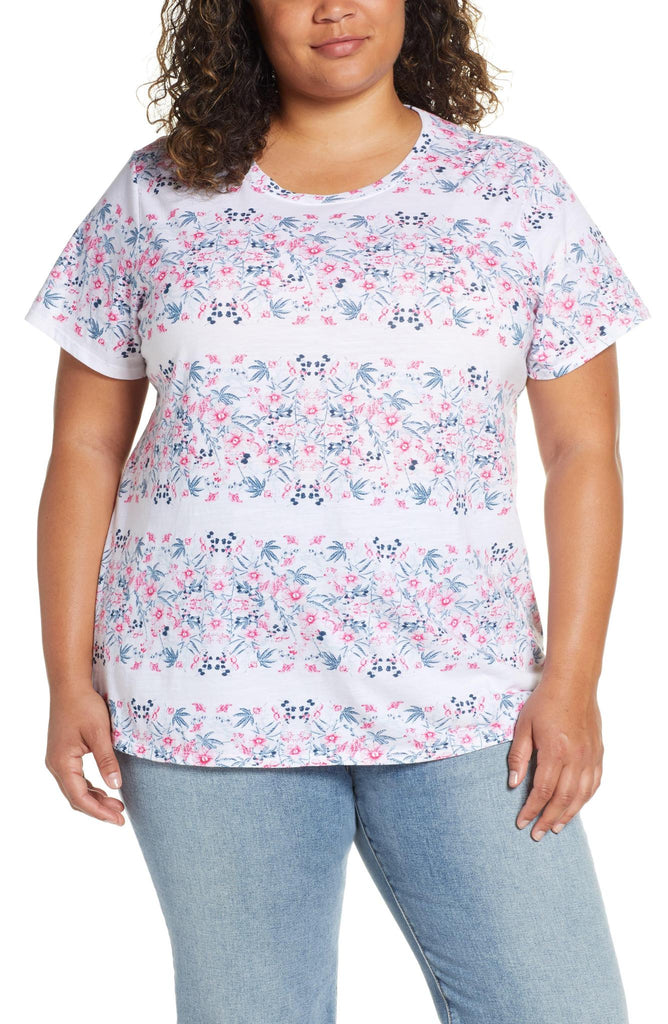 Lucky Brand - Floral Print Scoop Neck T-Shirt
