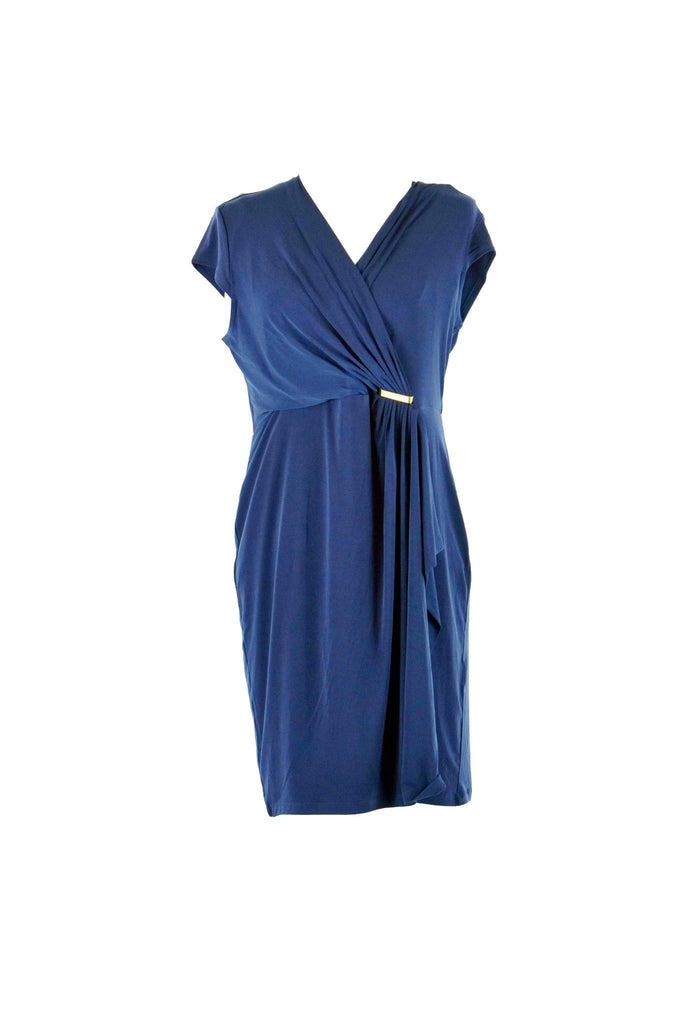 Charter Club - Solid Faux Wrap Knee Length Dress