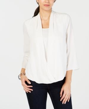 Charter Club - Solid Bell Sleeve Loose Fit Surplice Top