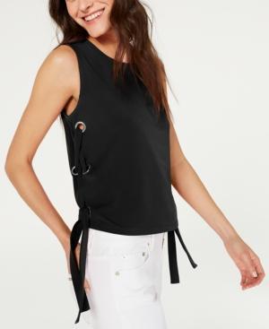 Michael Kors - Solid Sleeveless Lace Up Scoop Neck Top