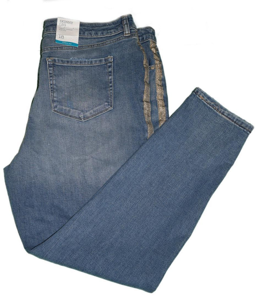 Style & Co - Sparkling Stripe Embellished Mid Rise Slim Fit Jeans