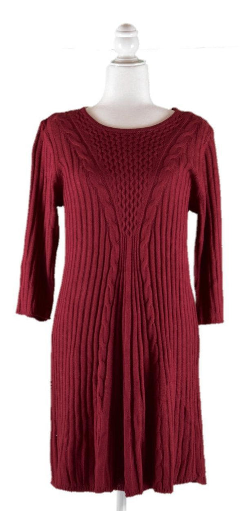 NY Collection - Solid Cable Knit Sweater Dress