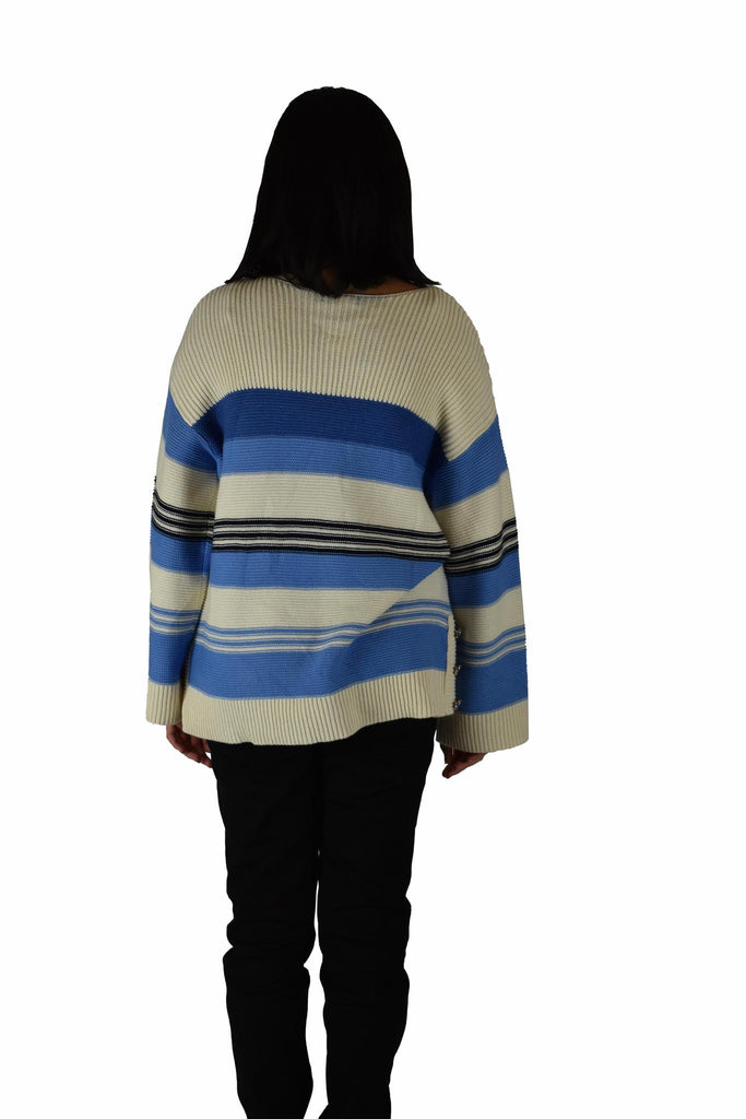 Charter Club - Button Accent Striped Boatneck Sweater