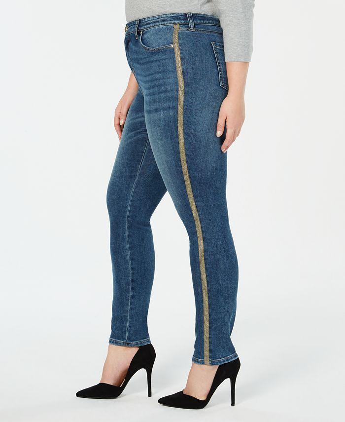 Style & Co - Sparkling Stripe Embellished Mid Rise Slim Fit Jeans