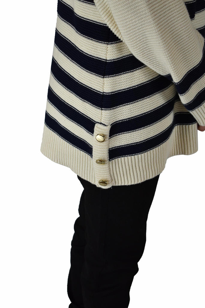 Charter Club - Button Accent Striped Boatneck Sweater