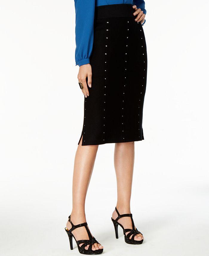 Thalia Sodi - Solid Studded Sweater Skirt
