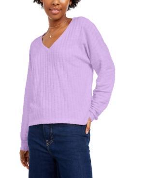 Hippie Rose - Solid Ribbed Knit V-Neck Sweater