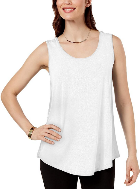 JM Collection -Solid Sleeveless Scoop Neck Top