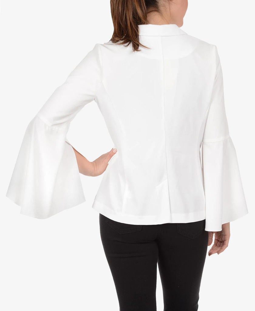 NY Collection - Solid Single Button Bell Sleeve Blazer