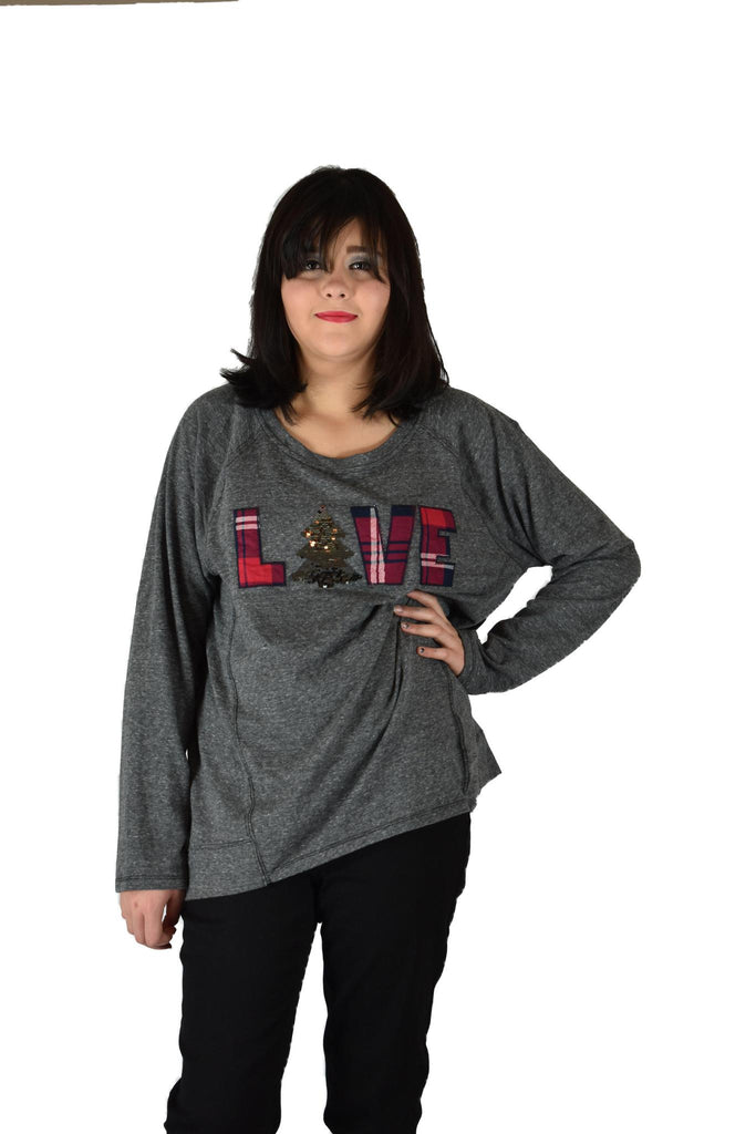 Style & Co - Solid Holiday "Love" Print Sweatshirt