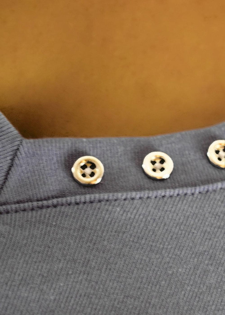 Karen Scott - Solid Button Detail V-Neck Top