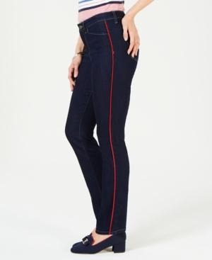 Charter Club - Solid Mid Rise Jeans with Piping Trim Stripe