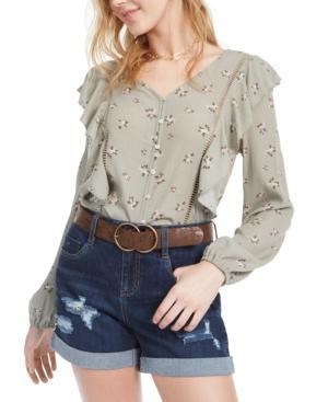 Planet Gold - Solid Ruffled Button Up Blouse