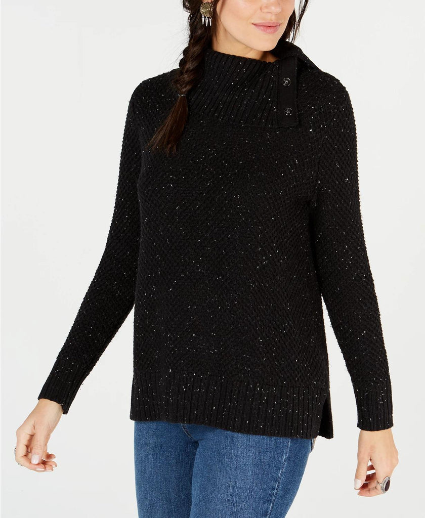 Style & Co - Solid Snap Button Cowl Neck Sweater