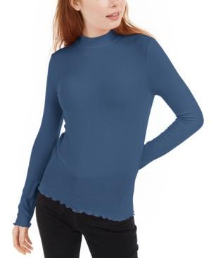 Hippie Rose - Solid Ribbed Knit Mock Neck Top