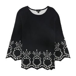 Alfani - Solid Embroidered Scoop Neck Blouse